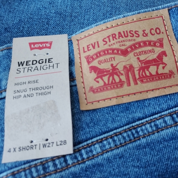 LEVI’S Wedgie Straight Denim Jeans 27 Button Fly Medium Wash High Rise - Picture 8 of 14